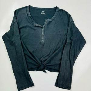 Aerie Smoked Gray Long Sleeve Front Knot‎ Shirt Size Small